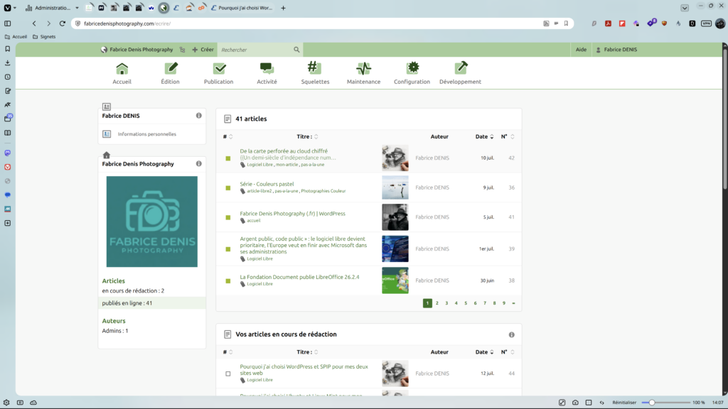Pourquoi j’ai choisi WordPress et SPIP administration spip